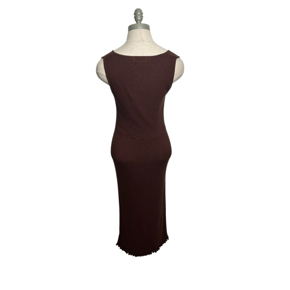 House of Harlow 1960 Chocolate Brown Ribbed Knit Sweater Midi Dress Size Large - Picture 7 of 11